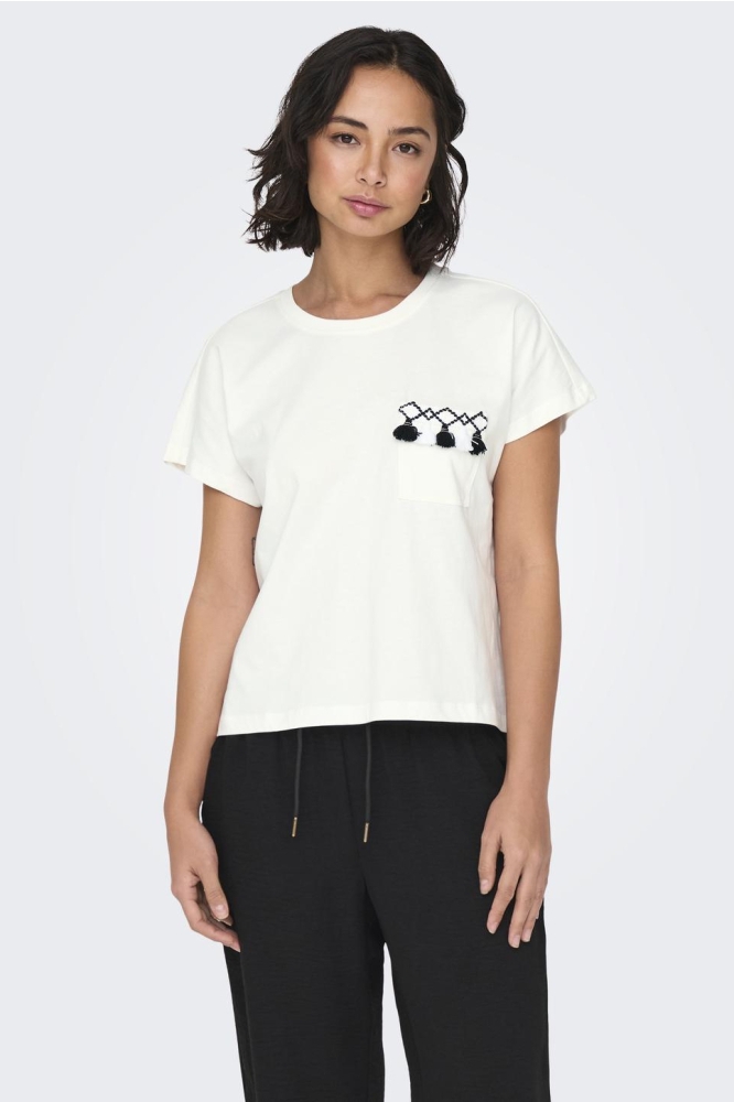 ONLJILL LIFE S/S TOP BOX JRS 15324337 CLOUD DANCER/SUMMER POC